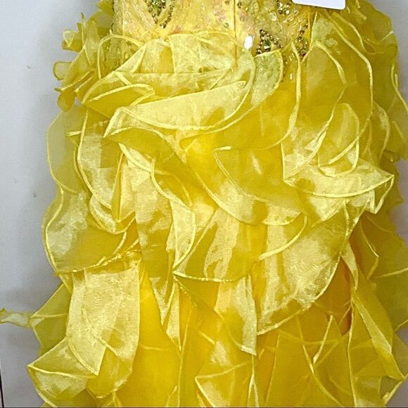 NWT CINDERELLA Size 8 Yellow Rhinestone Tulle Prom/Formal Dress - Picture 9 of 14